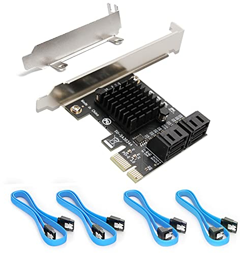 SATA Karte, PCIE 3.0, 4 Ports mit 4 SATA-Kabeln, SATA-Controller-Erweiterungskarte mit Low-Profile-Halterung, Non-Raid, Booten als Systemfestplatte