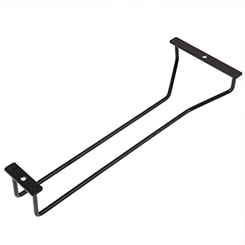 Dianoo Portabicchieri da vino nero, 30,5 cm, supporto per bicchieri da vino, sotto mensola, scaffale per calici sotto l'armadio, 1 fila