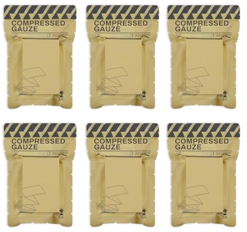 RHINO RESCUE Sterile Compressed Gauze for Emergency Wound Dressing, First Aid and Trauma Kit, 6 Pack