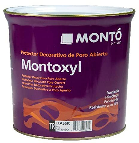 Tratamiento Protector Satinado o Mate de Madera al Disolvente, Transpirable, con Filtro Solar UV. Montoxyl Classic Mate (750ml, Nogal 930 Mate)