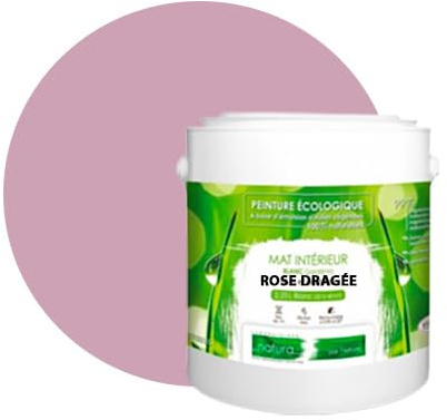 BOX DECO COULEURS Peinture murale naturelle écologique aspect mat intérieur Natura - 2,5L / 33m², Rose Dragée