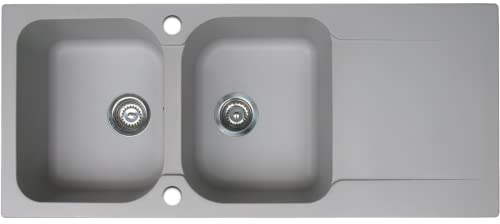 Essebagno Lisse fregadero reversible 2 cubetas 1 escurridor en resina gris