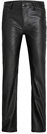 JJXX Jxkenya Hw Straight Pantalones de Piel Sintética, Pantalones Mujer, Negro/Detalle: Mate Largo, M