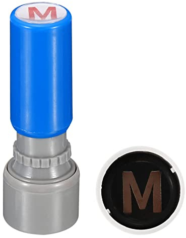 PATIKIL Lettera Timbri Auto Inchiostrazione, Carattere M Plastica Piccolo Alfabeto Timbri Iniziale Timbro Mini Stamper Set per Aula Scrapbooking Arte, Blu Conchiglia