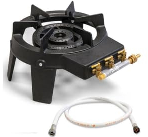 INTEC - Rechaud à gaz en Fonte 4 Pieds 2 bruleurs + Tuyau gaz à vissable 1.50m