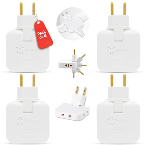 BIORYC ® [4-pack] Infälld platt uttag | Extra vridbara 180° uttag | Eluttag | Tjuvuttag | Pluggtjuvar