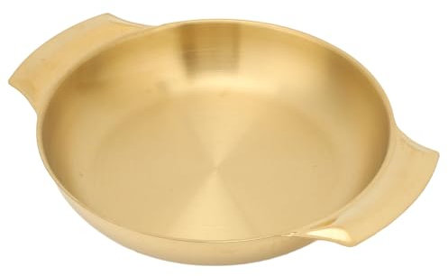 Padella per Paella in Acciaio Inox, Esterno Oro Doppi Manici Grande Padella Riscaldamento Uniforme Facile da Pulire Lavastoviglie e Forno Sicuro Padella per Paella per Fornelli (L)