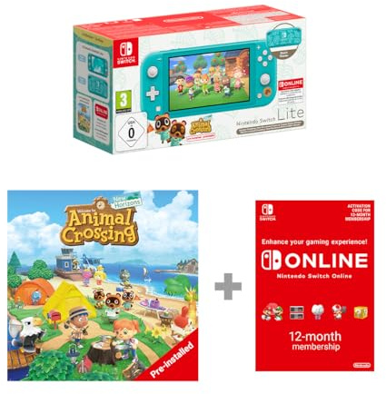 Nintendo Switch Turquoise: Timmy & Tommy's Edition+ Animal Crossing: New Horizons pre-installed Switch Online 12 Month Subscription Redemption Code