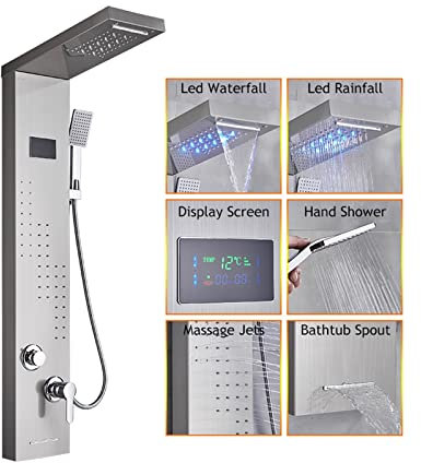 ZYHSIJOBASS duschblandarsystem LED duschpanel bad duschkran temperatur digital display badkar kran kroppsmassage system torn dusch kolonn kran