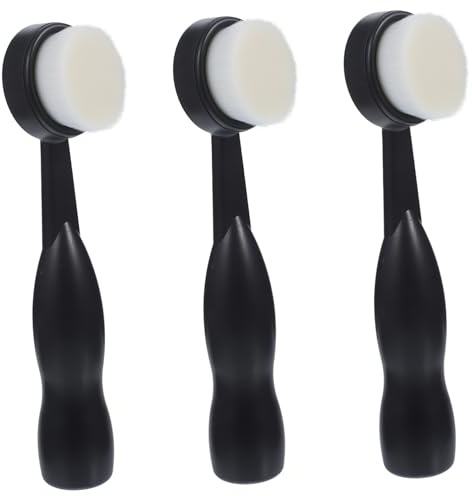 minkissy 3 Stück Freistehende Gesichtswaschbürsten mit Langem Griff Sanfte Manuelle Gesichtsbürsten für Frauen Porentiefe Reinigung und Hautpflege Zuhause