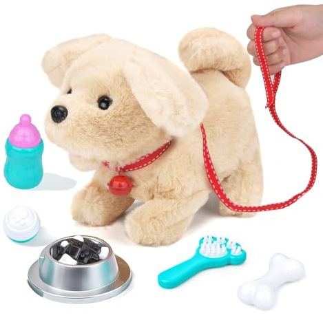 Giocattolo per cani per bambini con guinzaglio che corre e abbaia, giocattolo elettronico per animali domestici, gioco interattivo per cani con camminare, abbaiare, coda per bambini e bambine 2 3 4