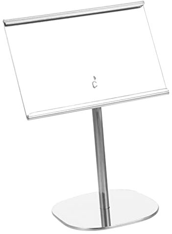 KICHOUSE Elegante Porta-cartellini Da Tavolo in Acciaio Inossidabile Porta-menù Porta-sedili Porta-cartelli Da Tavolo Costruzione Resistente Allo Sbiadimento