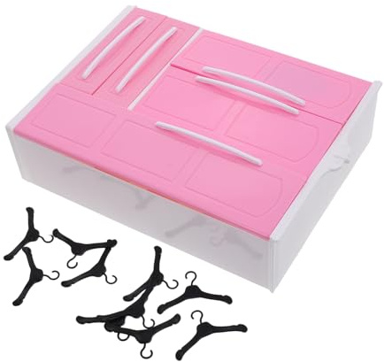 Milisten Armario para MuñEcas con 10 Perchas Organizador De Ropa Juguete Mueble para Casa De MuñEcas 10.03X7.08X2.55In Almacenamiento Vestidos Accesorios Multicolor