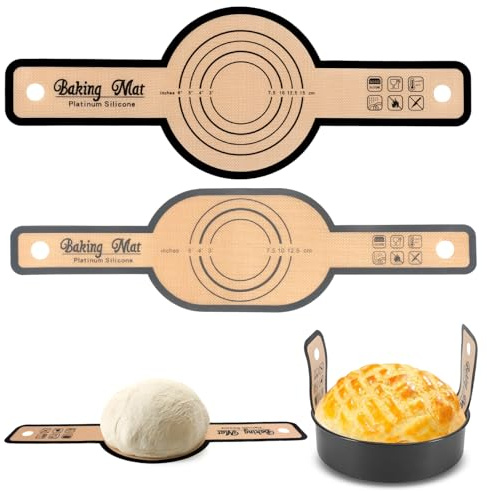 2 stycken bakmattor i silikon bröd för holländsk ugn, extra långa handtag, återanvändbara bakmattor för brödgryta, deg, ugn