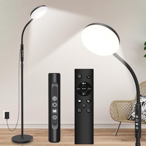 ZAPLIT 20.000 Lux Lámpara de Pie & Lámpara de Escritorio - Luz LED con Altura Ajustable, 5 Colores & 10 Niveles, Temporizador y Base Estable - Lámpara de Luz Diurna para Dormitorio en Casa