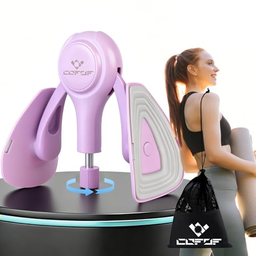 Thigh Trainer, 15-70lb Adjustable Enhanced Resistance Inner Thigh Trainer Exerciser for Women, Pelvic Floor Exercise Devices mit Fabric Band for Yoga, Weight Loss & Glutes Arms and Core (Purple)