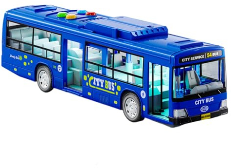 Generico Bussmodell - leksaksbuss, batteridriven, med och musik | Simulerade bussar med öppningsbar för pojkar och flickor, hemmamatcher eller skolspel