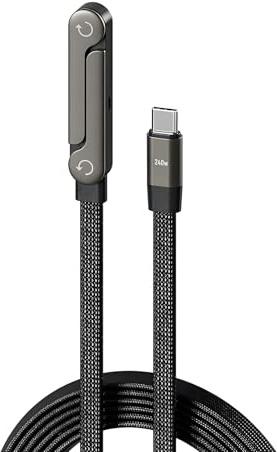 Baomaeyea Cavo di ricarica 2 in 1 con supporto invisibile,24W Cavo PD,1.5m Caricatore Telefono Laterale,regolabile in più posizioni,per smartphone, tablet, laptop e dispositivi da gioco(1 pezzo)