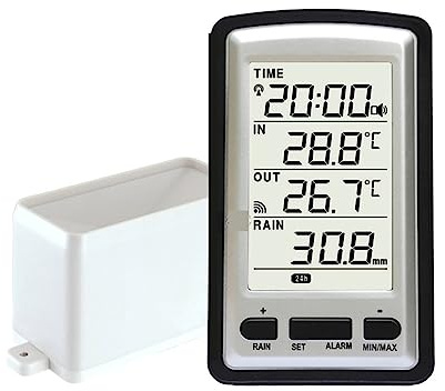 CVGfko Wireless Rain Meter Gauge Weather Station Indoor/Outdoor Temperature Recorder