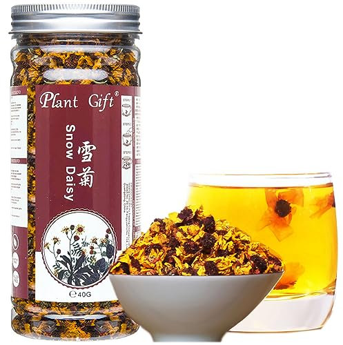 Plant Gift Kunlun Snow Daisy Tea 雪菊 Kunlun Snow Daisy Tea, Thé à la neige Chrysanthème, Thé de tisane en flore organique naturel chinois Aide à la baisse de la pression artérielle 40g/1.4oz