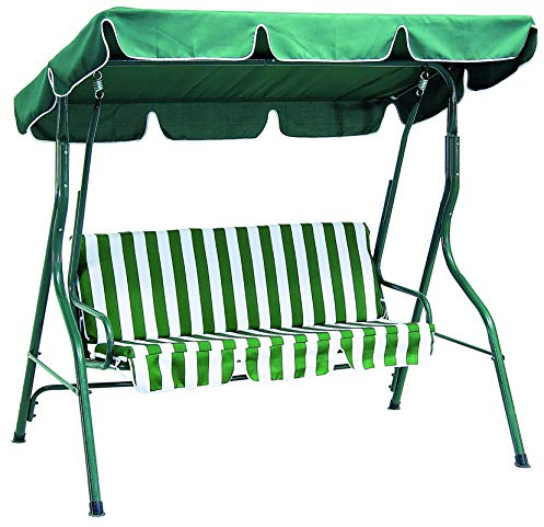Totò Piccinni Dondolo 3 Posti da Giardino in Acciaio Verniciato con Copertura 170X110X153H (Verde/Bianco)