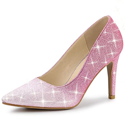 Allegra K Femmes Fête Glitter AiguilHauts talo NS Escarpins Rose 38