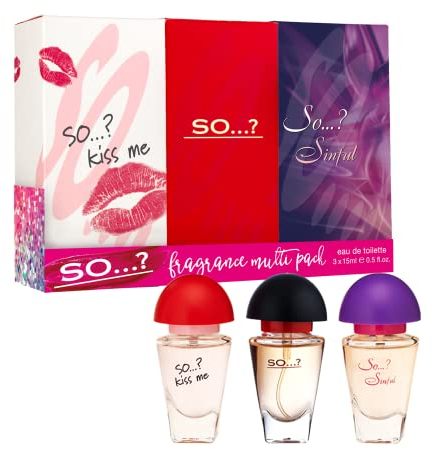 So…? Trio Three For Me Womens Eau de Toilette Perfume Gift Set, Travel Size Perfume for Women (3x15ml)
