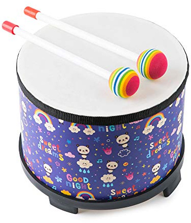 Kids Floor Tom Drum Toddlers: Baby Music Toys 8 inch Percussion Instrument Child Drums - Montessori Toys Wooden Drum for Preschool Educational Birthday (Purple 8)