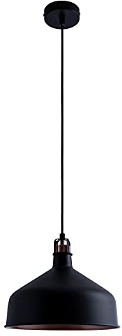 Paco Home Luminaria Suspensión Colgante Cocina Mesa Comedor Industrial 1,5m Cable Textil E27, Bombilla: Sin bombillas, Color: Cobre negro