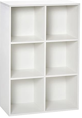 HOMCOM Librería de 3 Niveles, Estantería para Libros con 6 Cubos de Almacenaje, para Sala de Estar, Dormitorio, Estudio, Oficina, 65,5x30x97,5 cm, Blanco