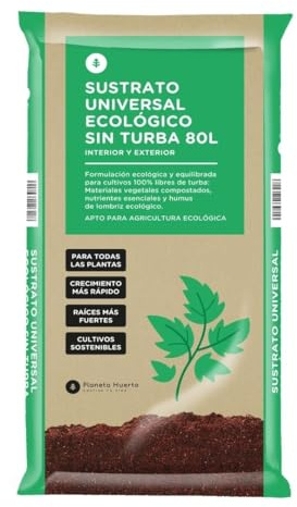 Planeta HUERTO | Sustrato Universal Sin Turba Ecológico 80 L - Sustrato Universal con Humus de Lombriz, Compost Vegetal y Materias Primas Renovables
