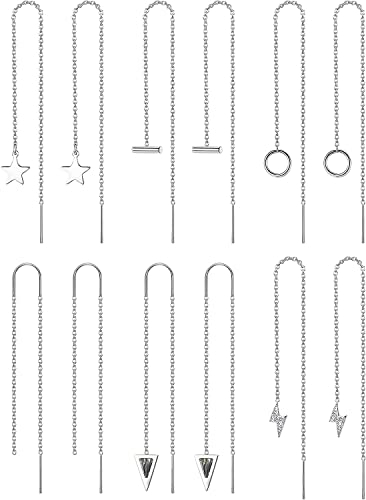 MILACOLATO Boucles D'Oreilles Enfileur Chaîne Longue Pour Femme en Acier Inoxydable - Pendante Vague Boule Twist Forme Minimaliste Gland