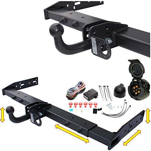 Attelage de remorque universel variable - pour camping-car, camping-car, caravane, remorqueur, structure de valise, LBW (avec kit électrique 7 broches multiplexé)