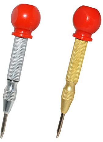 Fongmore 2 PCS Automatic Center Punch Tool Adjustable Tension Spring Loaded Punch Center Hole Punch for Metal Wood Glass Plastic Suitable DIY Drills