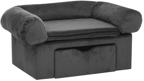 vidaXL Hundesofa Schublade Dunkelgrau 75x50x38cm Plüsch Hundebett Hundecouch