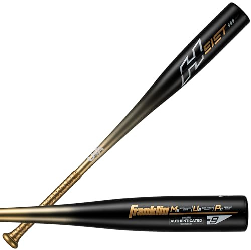 Franklin Sports Metal Youth Baseball Bat - Heist Kids Bats for Ages 8-12 - 2 5/8 Inch Big Barrel - Youth Drop -9 - USA Baseball Approved - 27 Inch / 18oz. - Black Heist 900