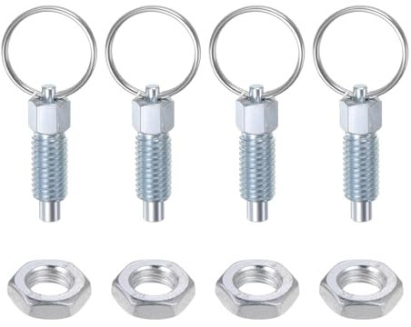QUARKZMAN 4 Piezas de Pasador de Resorte con Anillo de Extracción Rosca M10*1.5 Longitud 0.79 Pasador Diámetro 6Mm Cabeza Plana Acero al Carbono Retráctil No Bloqueable