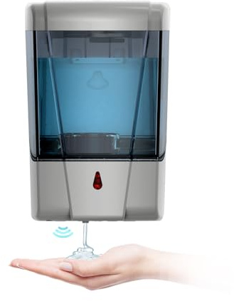 BEZADI 600ml Automatic Soap Dispenser Wall Mount Hand Sanitizer Dispenser Gel/Liquid Touchless Hand Soap Dispenser for Home Mall Hospital School, ABS Silver