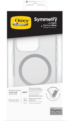 OtterBox Drop Protection Bundle for iPhone 16 Pro; Symmetry Series Clear MagSafe Case 3x Tested to Military Standard and Premium Glass Screen Protector, Clear