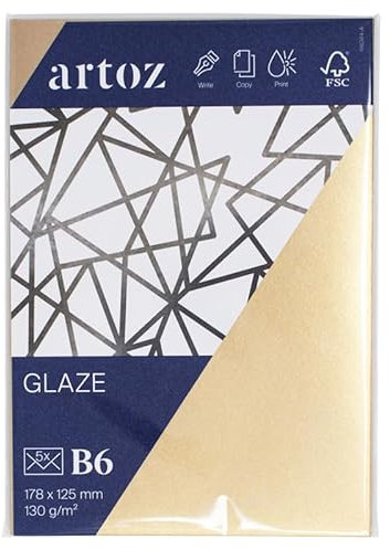 Artoz Glaze B6 Briefumschläge, 130 g/m², glänzend, 5 Stück, 178 x 125 mm