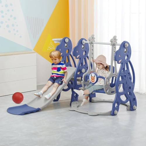Sinbide 4 en 1 Toboggan Bebe, Toboggan Exterieur & Interieur Enfant,Escaliers, Toboggan Grand, pour Une Utilisation intérieure/extérieure