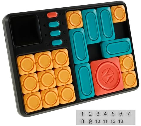 Super Slide Puzzle Brain Game Handheld Slide Puzzle Game Interactive Electronic Brain Game Toy with 500+ Levels Super Slide Games Brain Teaser Puzzles Travel Toys Party Games for Kids Adults
