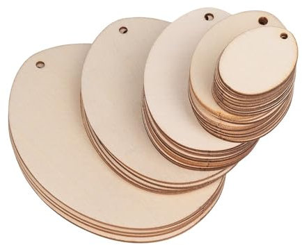 Ideen mit Herz Lot de 40 œufs en bois - Ébauches - Pendentifs à peindre - DIY - Décoration de Pâques - 5 tailles différentes - Plats - 2 mm d'épaisseur