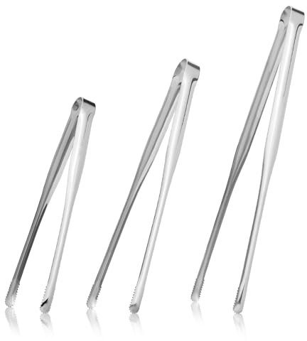 MOAMUN 3 Pinze Da Cucina Pinzette Lunghe, Pinza Cucina Mollette Per Alimenti Da Cucina in Metallo Utensili Cucina Acciaio Inox per Barbecue Cottura Al Forno Cottura Di Frutti Di Mare (19/24/29 Cm)