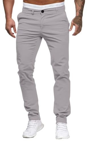 Pantalon chinos Skinny Coupe slim pour homme, droit, en jean stretch, léger, confort, pantalons de travail, chinos d’affaires, gris, L