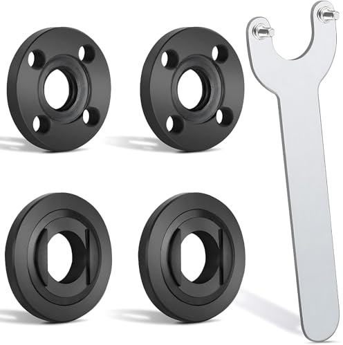 Angle Grinder Flange Nut Tool Set - 2 Pairs 125mm Inner & Outer Flange Nuts with Adjustable Angle Grinder Spanner Wrench, Pin Wrench, Grinder Chuck Key - Angle Grinder Accessories, Drill Angle Grinder