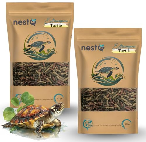 NestQ Nourriture tortues d'eau Nourriture nourrissante pour reptiles aquatiques, renforce la carapace et la croissance des bâtons flottants 2 x 200 g