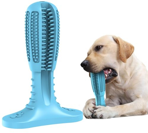HETOO Dog Chew Toys, Dog Toothbrush Toys for Puppy Dental Care Teeth Cleaning, Natural Rubber Teeth Grinding Rod Gifts for Dogs (Blue)