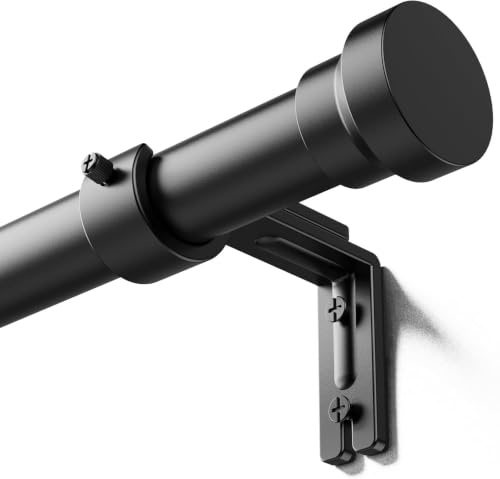 YaFex Curtain Poles 82 to 213 cm, Heavy Duty 25mm Expandable Metal Curtain Pole for Windows, Black Long Curtain Rod with Brackets for Bedroom,Living Room, Easy Installation