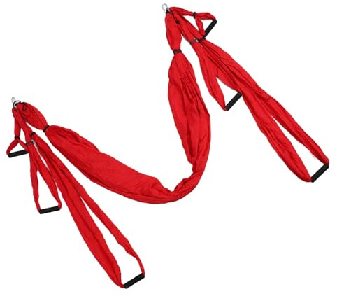 Dioche Aerial Hammock Aerial Yoga Swing Set - Polyester Cotton Adjustable Yoga Hammock for Enhanced Flexibility and Posture - Perfect for Indoor & Outdoor Use (Red)